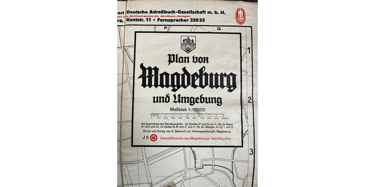 Magdeburg historischer Stadtplan 1935 Rechtsanwalts Kanzelei Büro zimmer