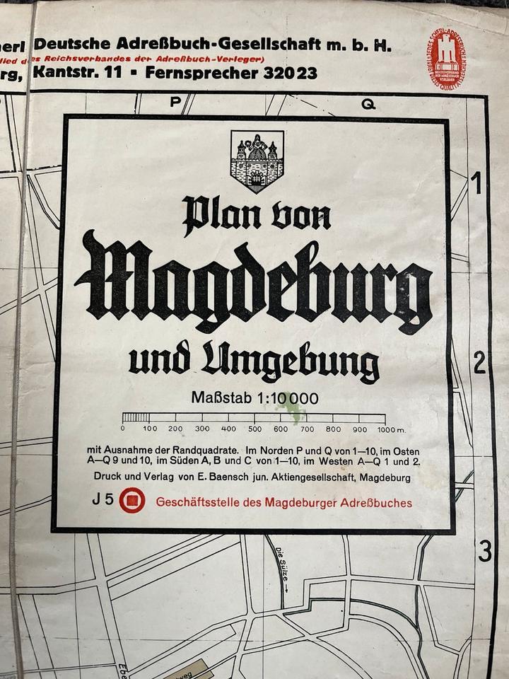 Magdeburg historischer Stadtplan 1935 Rechtsanwalts Kanzelei Büro zimmer