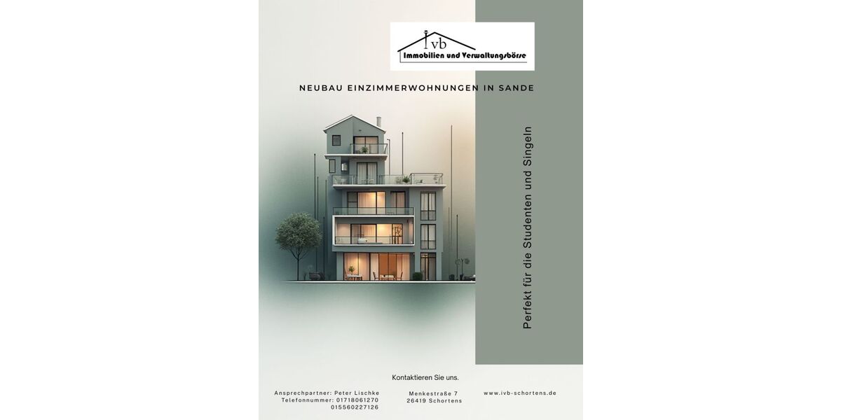 Provisionsfrei* Neubau Einzimmerwohnungen im Sande 1 zimmer