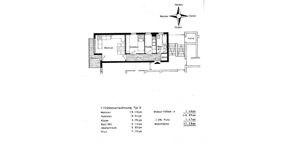 Etagenwohnung Bamberg Gereuth - 2 Zimmer, 48 m&sup2;, 173.500&euro; | Angebot:26874980