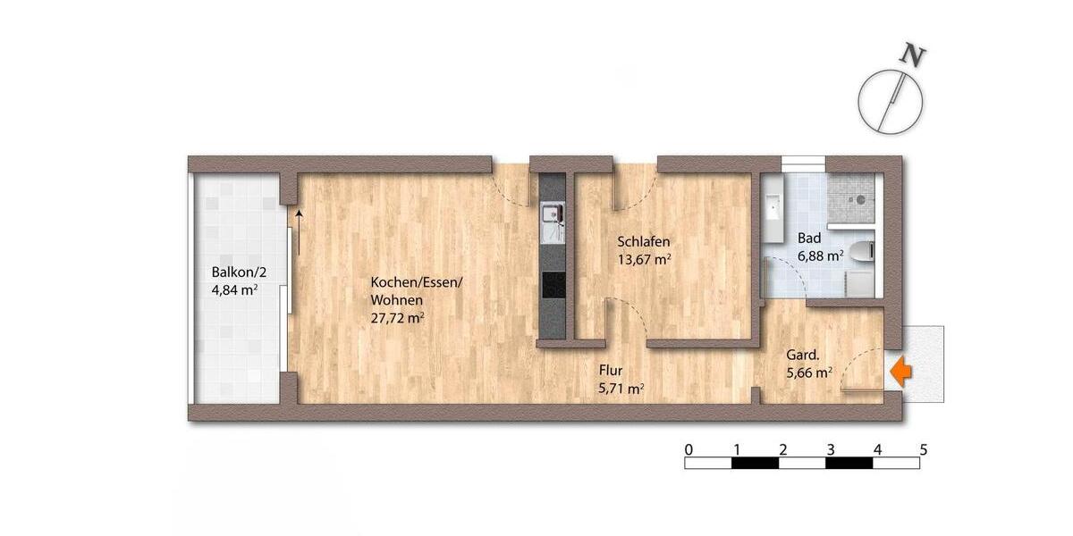 Erdgeschoßwohnung Waldkirchen - 2 Zimmer, 64 m&sup2;, 760&euro; | Angebot:26223713