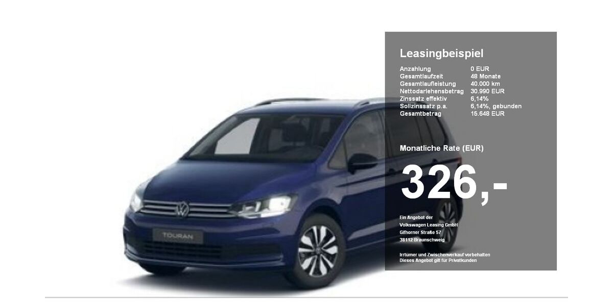 VW Touran 5.567 km 30.990 &euro; Regen 94209