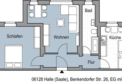 Wohnung Halle (Saale) Gesundbrunnen - 2 Zimmer, 50 m&sup2;, 440&euro; | Angebot:26376898