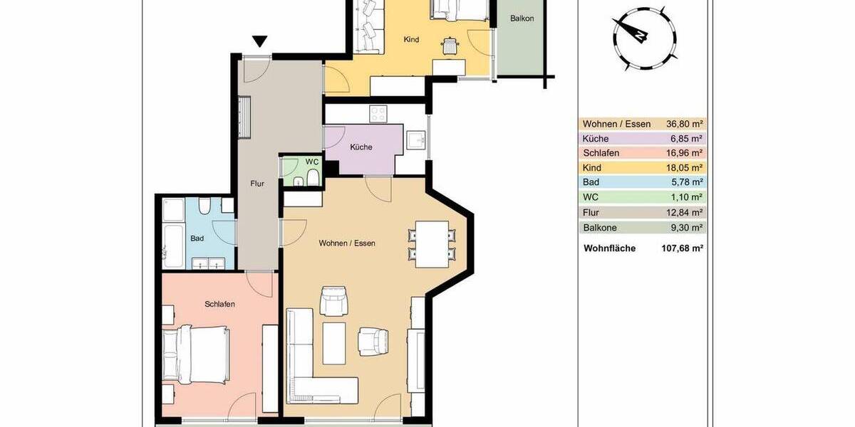 Etagenwohnung Leutkirch - 3 Zimmer, 107 m&sup2;, 279.000&euro; | Angebot:26188195