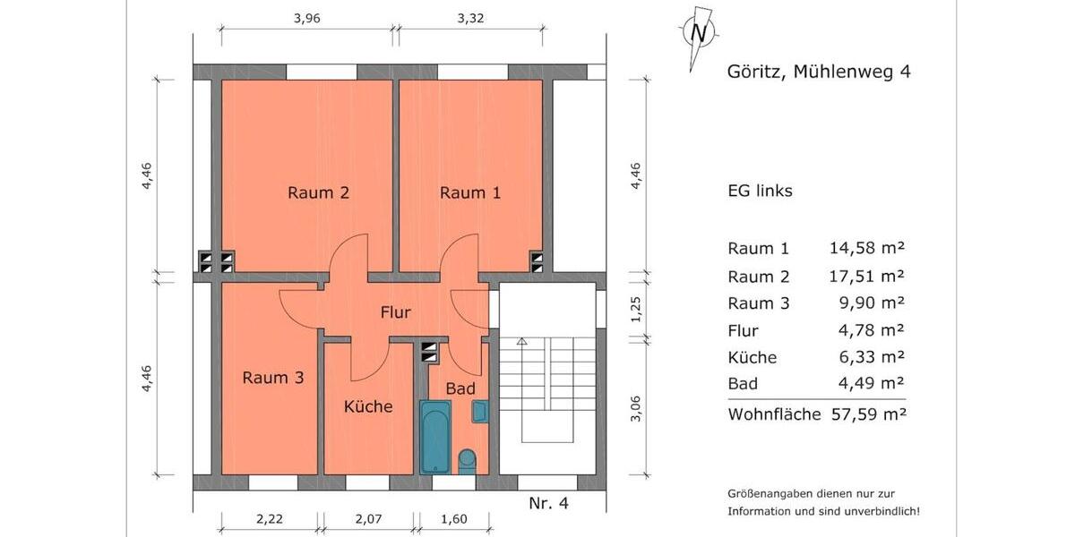 Etagenwohnung Vetschau/Spreewald Spreewald - 3 Zimmer, 57 m&sup2;, 450&euro; | Angebot:24383588