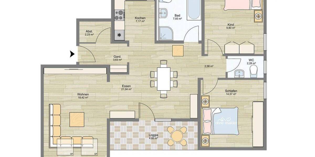 Etagenwohnung Hagenbüchach - 3 Zimmer, 95 m&sup2;, 397.000&euro; | Angebot:26929527
