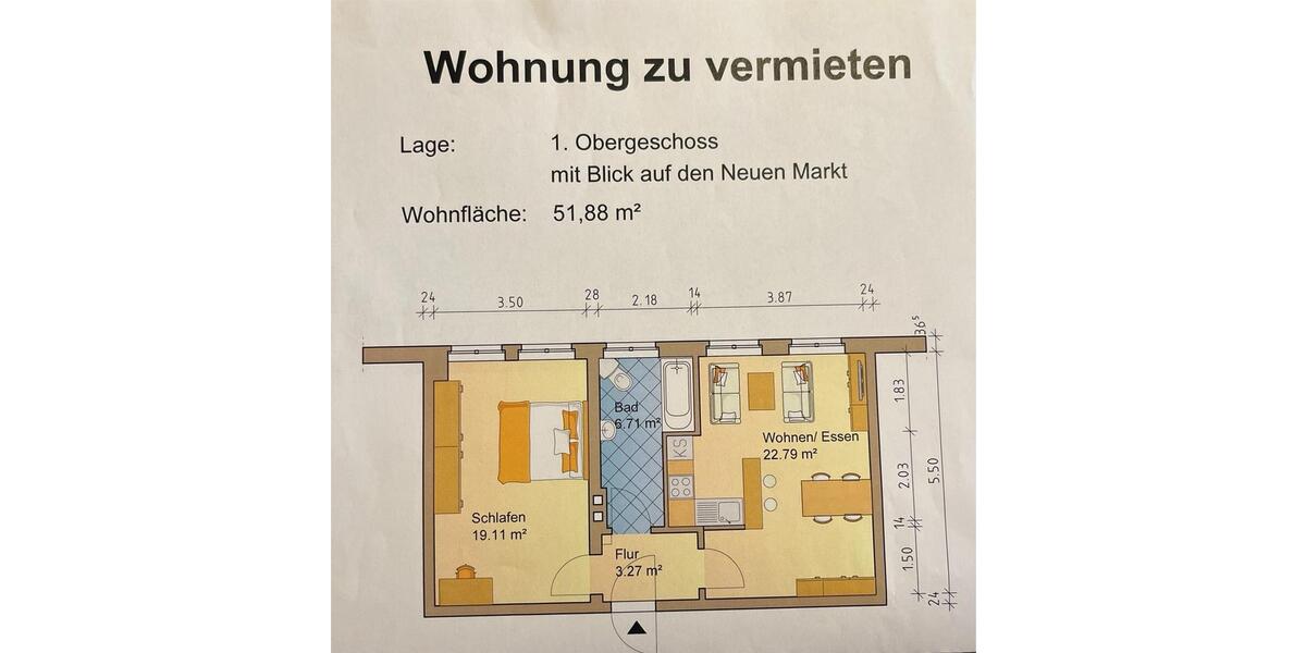 Etagenwohnung Anklam - 2 Zimmer, 52 m&sup2;, 361&euro; | Angebot:26536602
