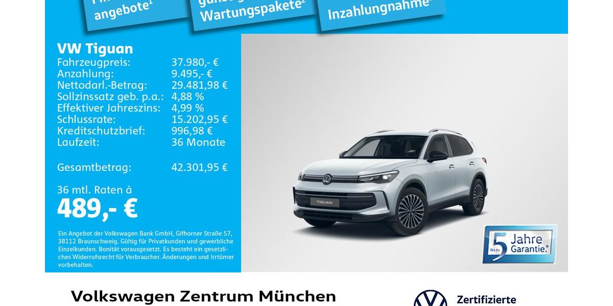 VW Tiguan 9.044 km 37.980 &euro; München 80687