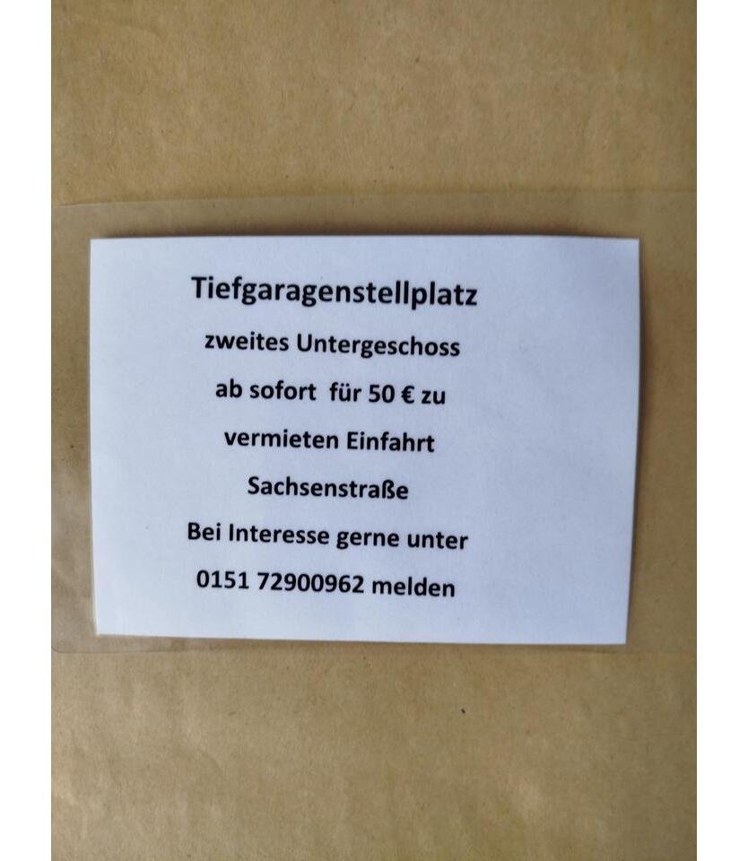 Tiefgaragenstellplatz zu vermieten