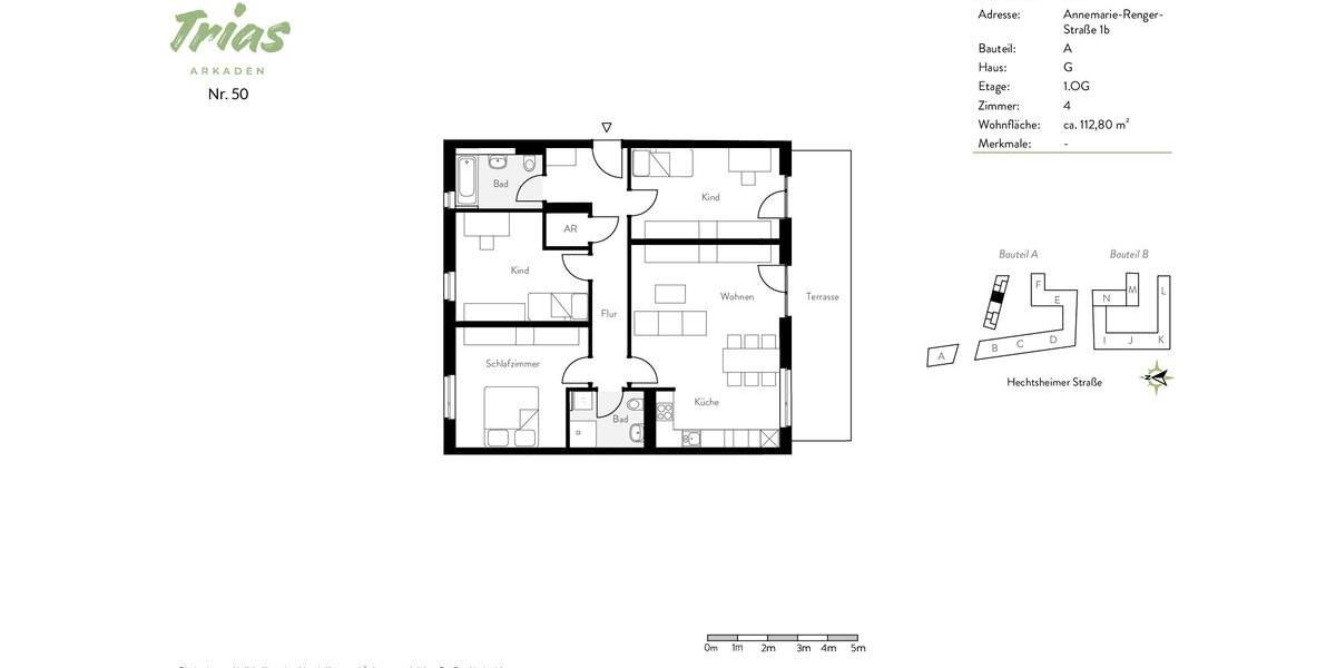 Großzügig geschnittene 4-Zimmer-Wohnung mit zwei Bädern und Terrasse! 4 zimmer