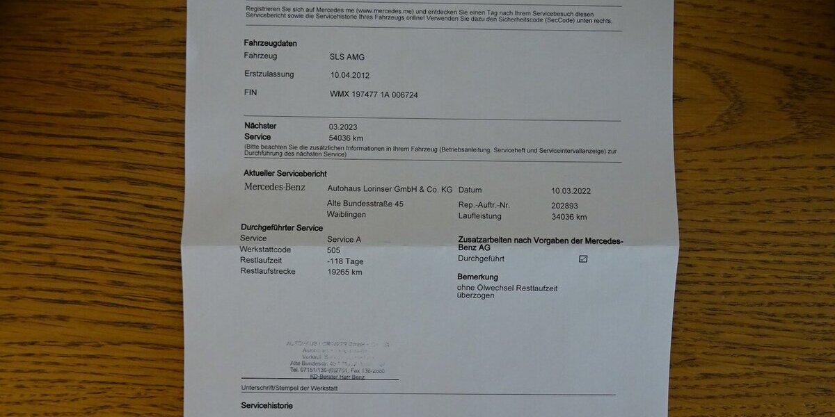 Mercedes-Benz SLS AMG Designo Carbon Bang&Olufsen Voll NP222tsd 36.000 km 149.000 &euro; Schorndorf 73614
