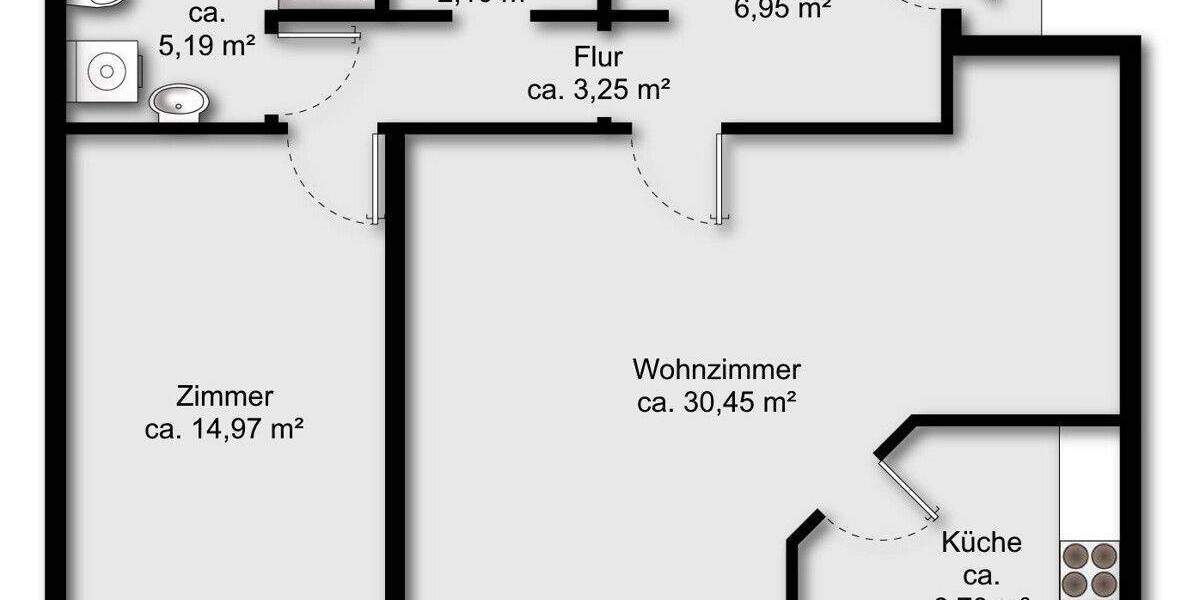 Etagenwohnung Osterholz-Scharmbeck Innenstadt - 2 Zimmer, 69 m&sup2;, 115.000&euro; | Angebot:25746257
