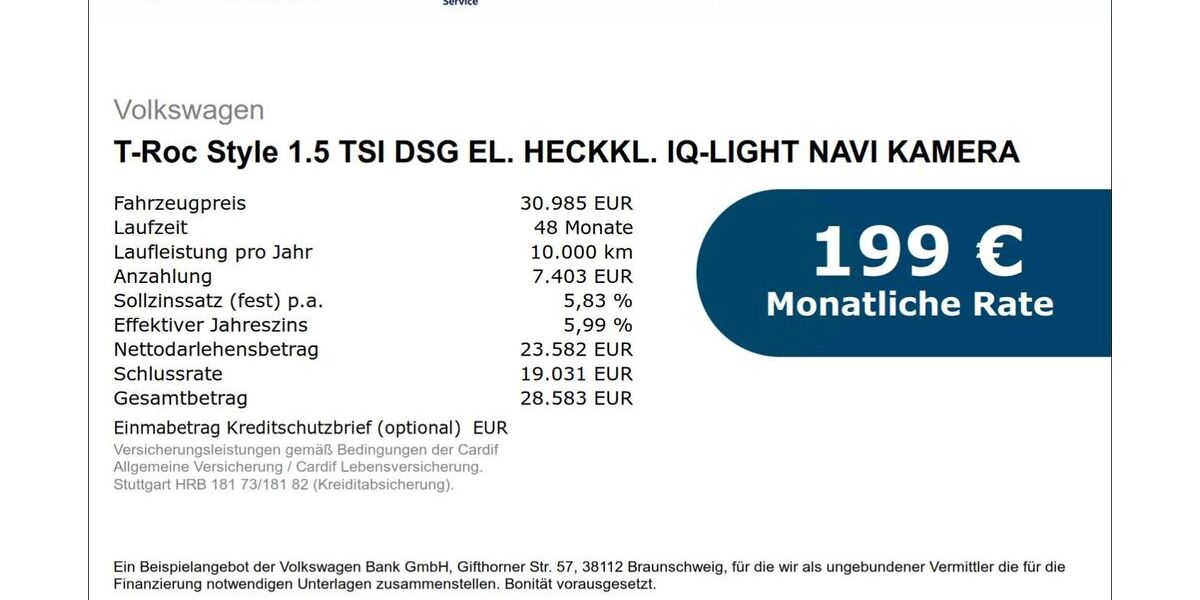 VW T-Roc 6.738 km 30.985 &euro; Pohlheim 35415