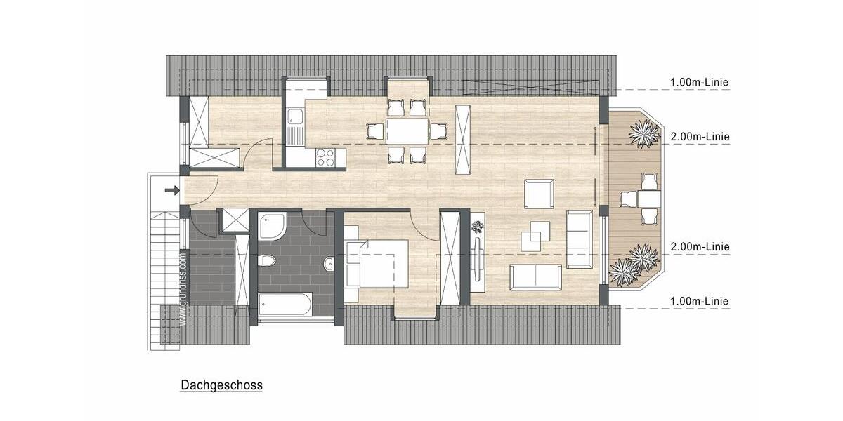 Dachgeschoßwohnung München Allach-Untermenzing - 2.5 Zimmer, 74 m&sup2;, 525.000&euro; | Angebot:26271638