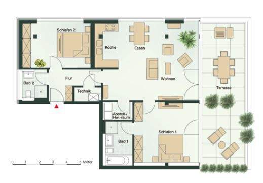 Terrassenwohnung Bonn Heiderhof - 3 Zimmer, 119 m&sup2;, 1.400&euro; | Angebot:25845424