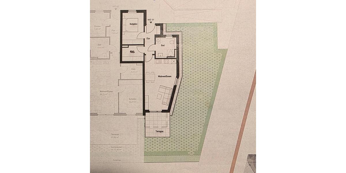 Erdgeschoßwohnung Norderstedt Friedrichsgabe - 2 Zimmer, 60 m&sup2;, 1.190&euro; | Angebot:25405794