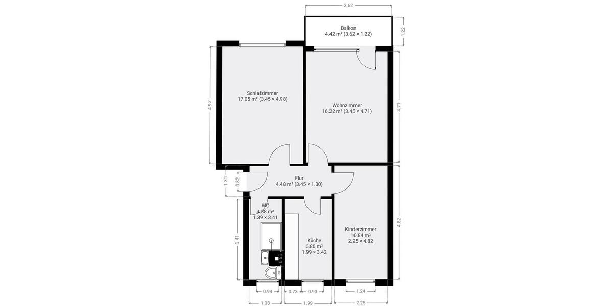 Etagenwohnung Greifswald Groß Schönwalde - 3 Zimmer, 60 m&sup2;, 720&euro; | Angebot:26406634