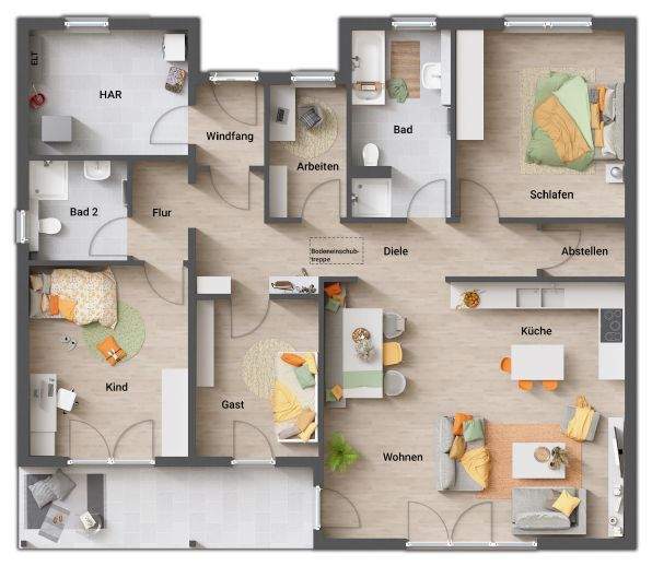 Bungalow Neustadt-Glewe Hohewisch - 5 Zimmer, 127 m&sup2;, 275.850&euro; | Angebot:26376619
