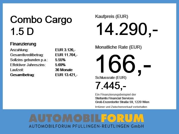 Opel Combo 64.226 km 14.290 &euro; Pfullingen 72793