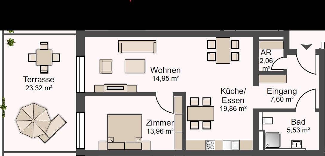 Etagenwohnung Aalen Unterkochen - 2 Zimmer, 75 m&sup2;, 1.135&euro; | Angebot:25701404
