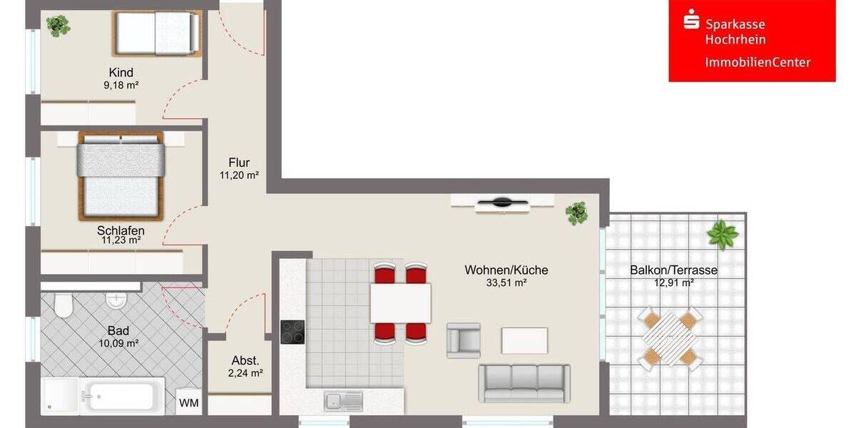 Etagenwohnung Albbruck - 3 Zimmer, 81 m&sup2;, 385.000&euro; | Angebot:26105800