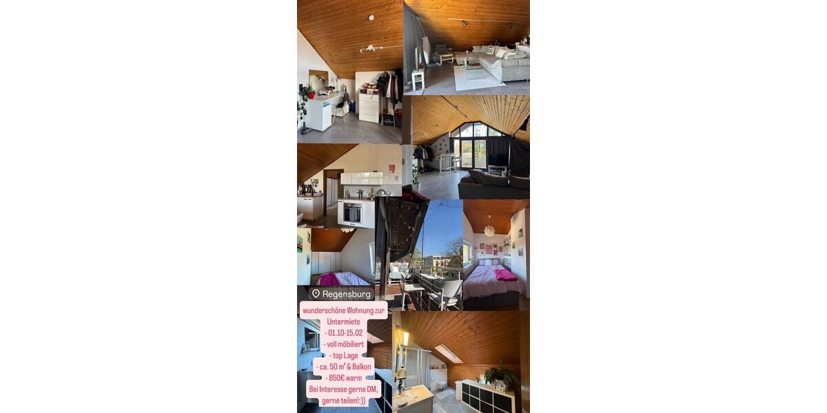 Dachgeschoßwohnung Regensburg Galgenberg - 1.5 Zimmer, 50 m&sup2;, 850&euro; | Angebot:26050548