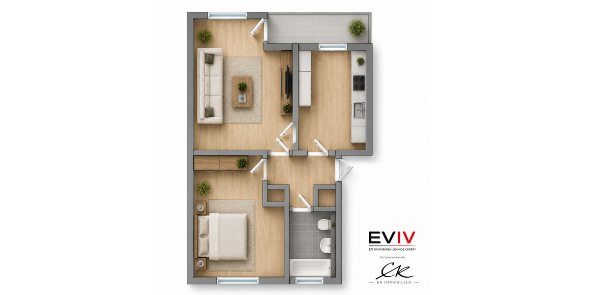 Etagenwohnung Bassum - 2 Zimmer, 55 m&sup2;, 450&euro; | Angebot:27316820