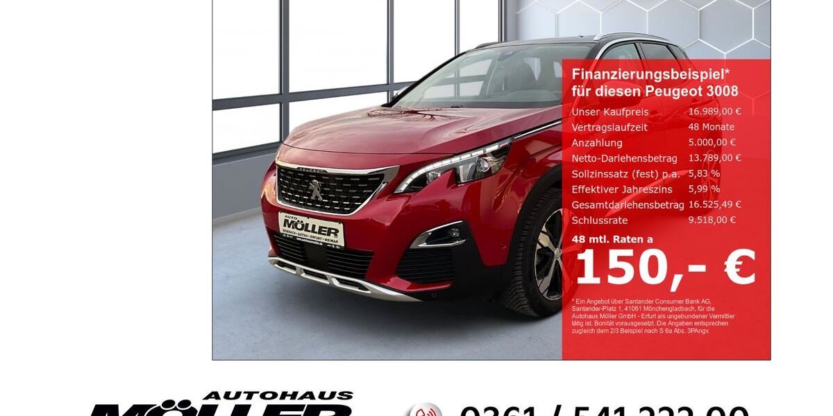 Peugeot 3008 54.972 km 16.989 &euro; Erfurt 99087