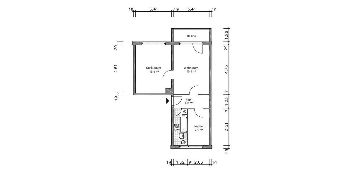 Etagenwohnung Altenburg - 2 Zimmer, 50 m&sup2;, 300&euro; | Angebot:26380937