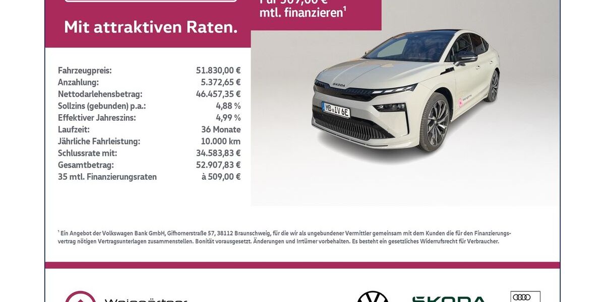 Skoda Enyaq 12.900 km 51.830 &euro; Miesbach 83714