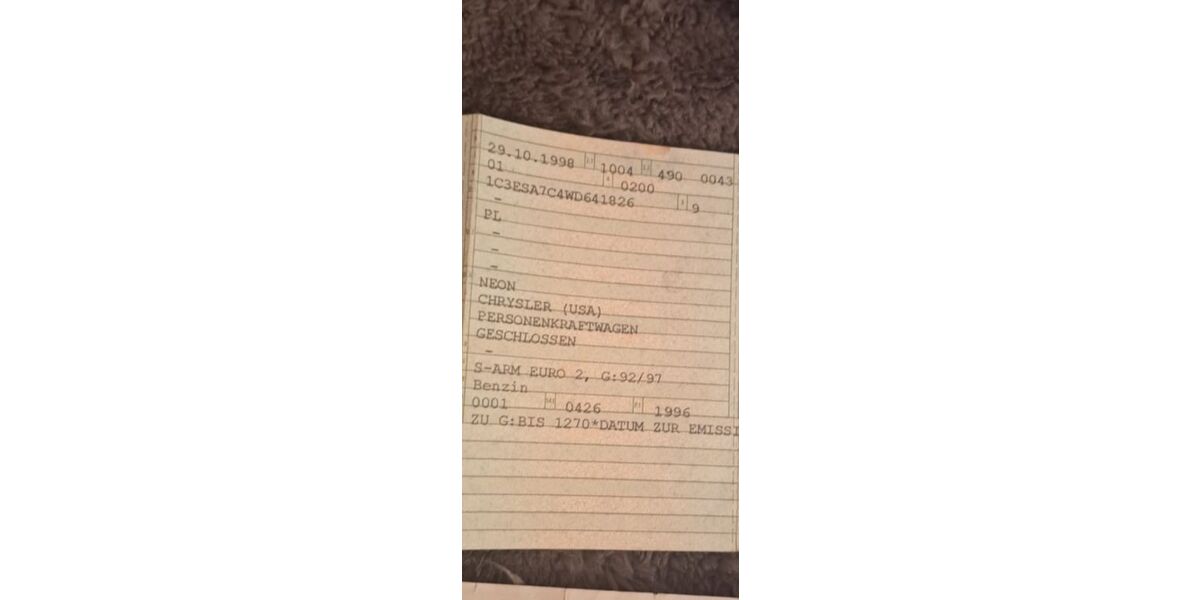 Chrysler Neon 97.000 km 1.000 &euro; Frankfurt am Main 60320