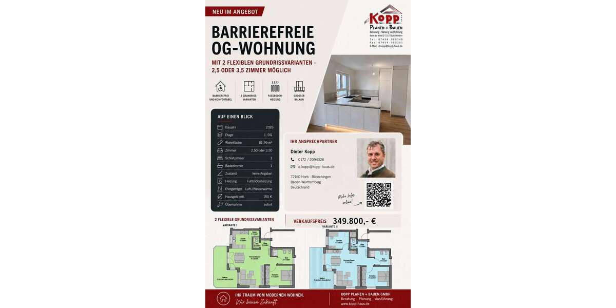 Etagenwohnung Horb am Neckar - 2.5 Zimmer, 82 m&sup2;, 349.800&euro; | Angebot:26856837
