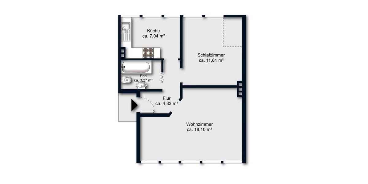 Etagenwohnung Bremen Fähr-Lobbendorf - 2 Zimmer, 44 m&sup2;, 59.000&euro; | Angebot:26686940