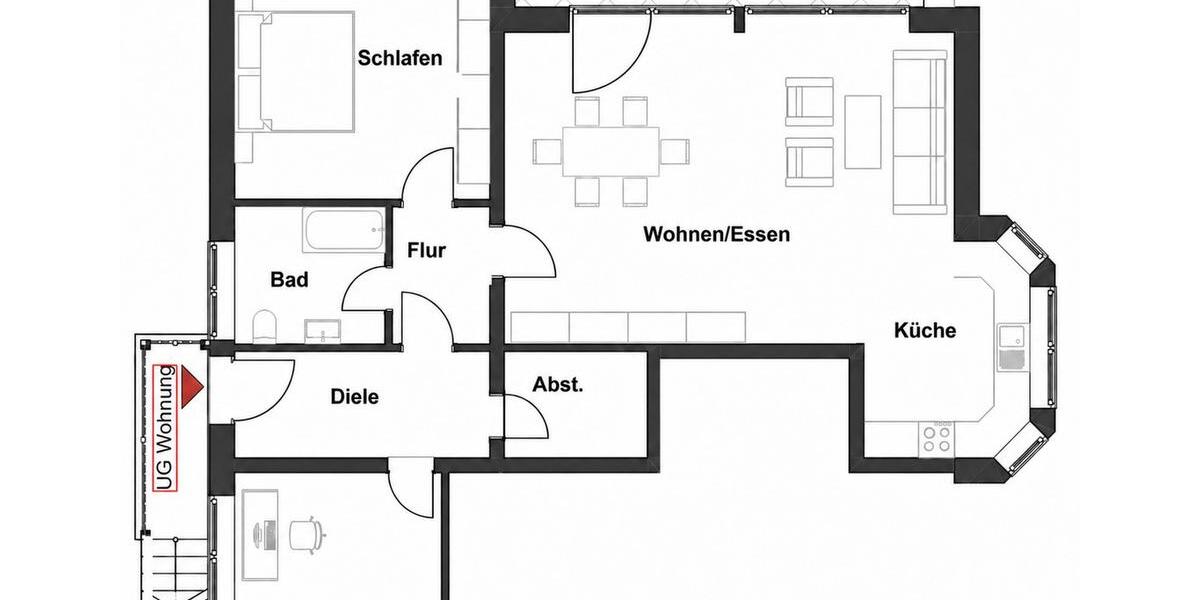 Etagenwohnung Bad Wildungen - 3 Zimmer, 105 m&sup2;, 870&euro; | Angebot:26398500