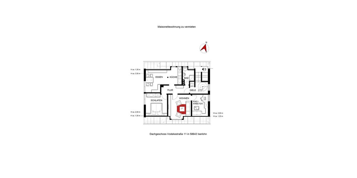 Maisonettenwohnung Iserlohn Letmathe - 5 Zimmer, 86 m&sup2;, 600&euro; | Angebot:24751873