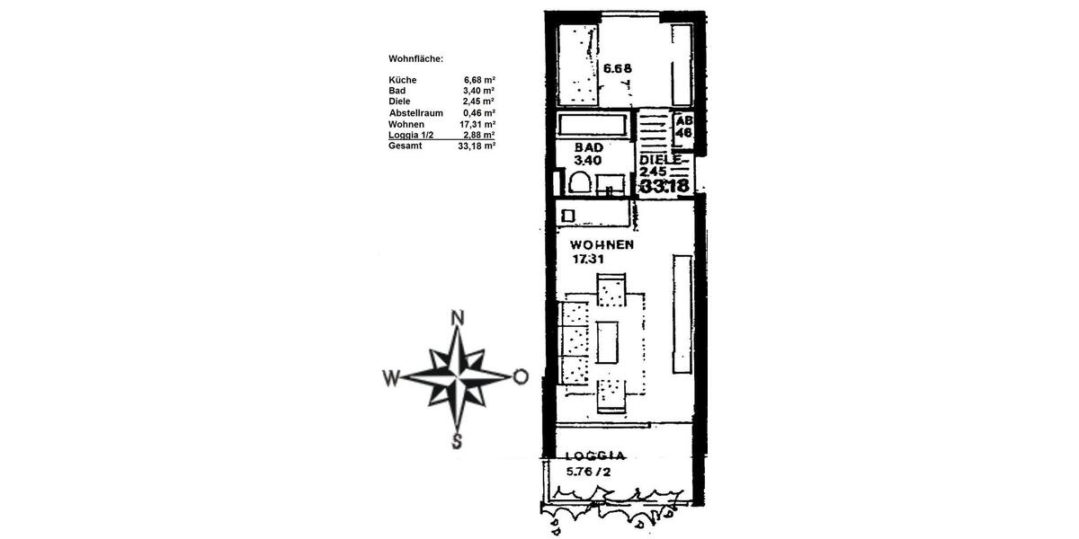 Etagenwohnung Weilheim in Oberbayern - 1 Zimmer, 33 m&sup2;, 185.000&euro; | Angebot:27076940