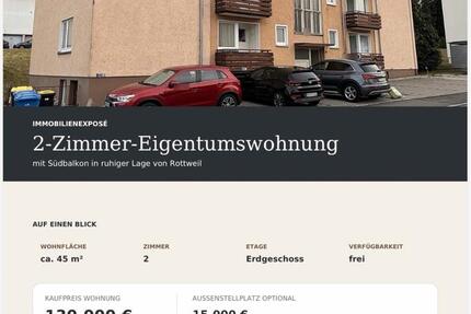 Wohnung Rottweil - 2 Zimmer, 45 m&sup2;, 130.000&euro; | Angebot:27118164