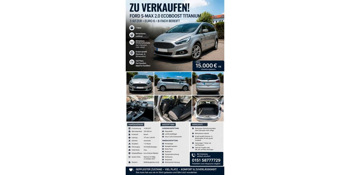 Ford S-Max 136.000 km 15.000 &euro; Burgkirchen an der Alz 84508