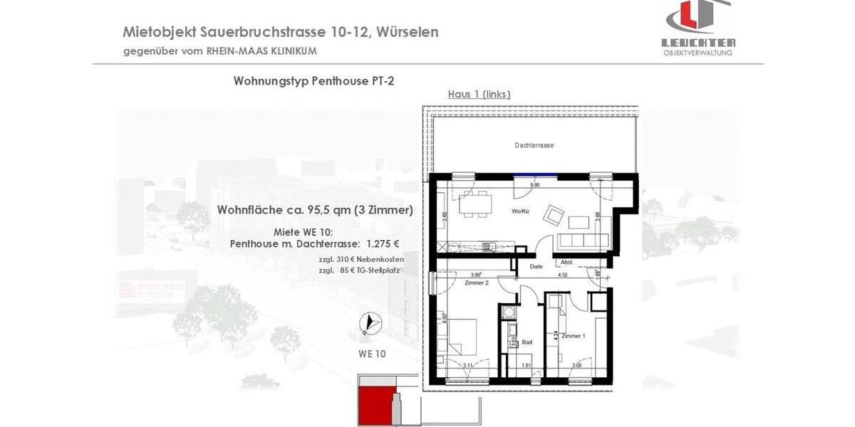 Einfamilienhaus Würselen - 3 Zimmer, 96 m&sup2;, 1.275&euro; | Angebot:26413080