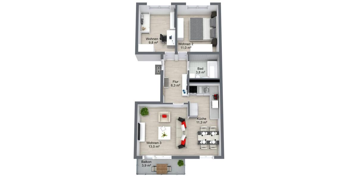 Etagenwohnung Schwedt (Oder) - 3 Zimmer, 58 m&sup2;, 401&euro; | Angebot:26378772