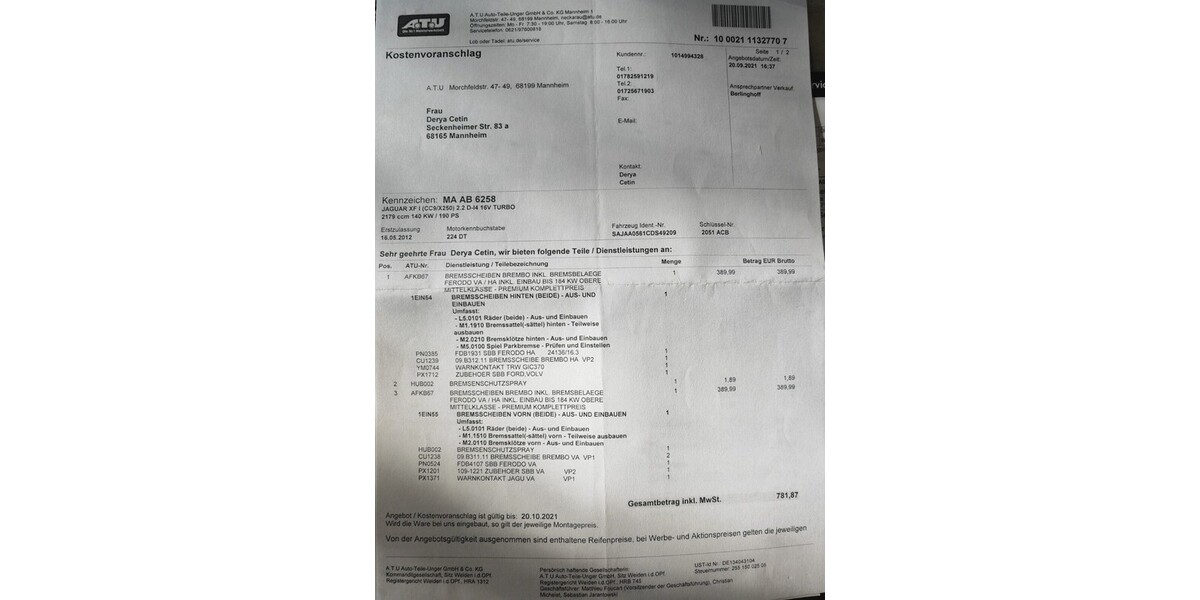 Jaguar XF 240.000 km 8.600 &euro; Kirchheim 36275