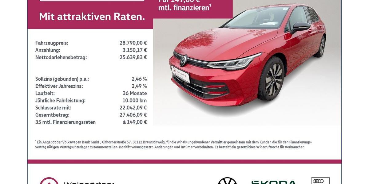 VW Golf 3.990 km 28.790 &euro; Miesbach 83714