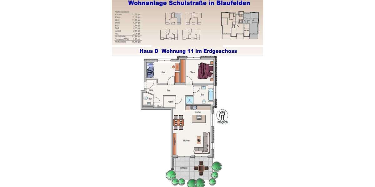 Etagenwohnung Blaufelden - 3 Zimmer, 89 m&sup2;, 343.000&euro; | Angebot:25194677