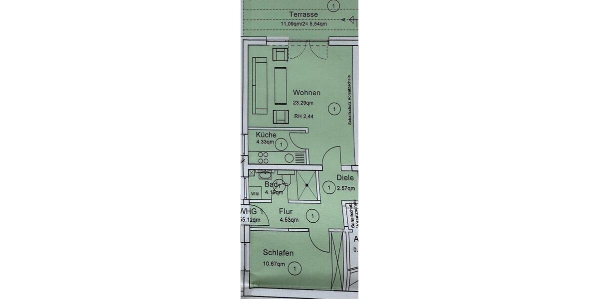 Erdgeschoßwohnung Marburg - 2 Zimmer, 55 m&sup2;, 980&euro; | Angebot:26354962