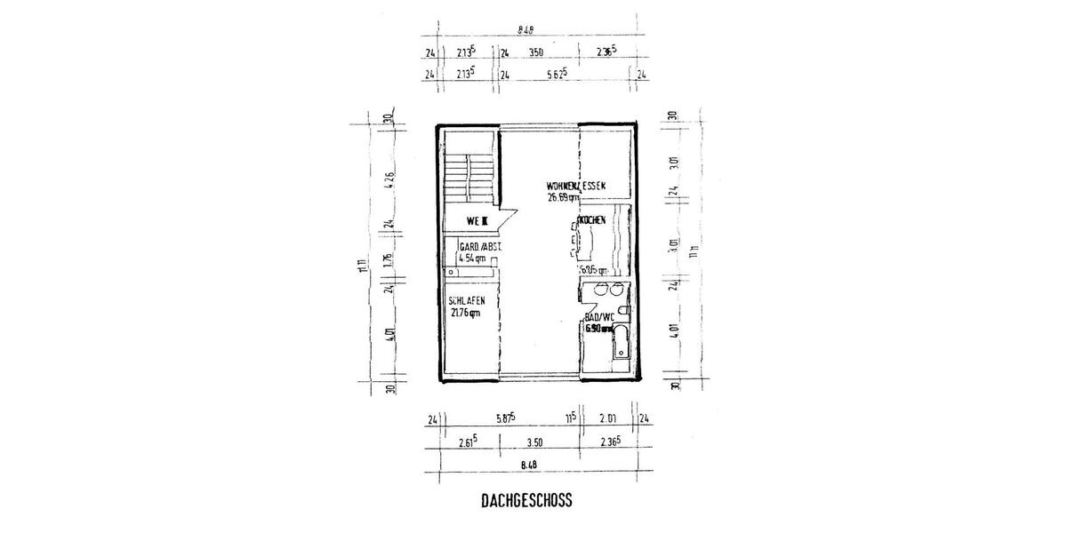 Dachgeschoßwohnung Eggenstein-Leopoldshafen Leopoldshafen - 1 Zimmer, 62 m&sup2;, 210.000&euro; | Angebot:23390843