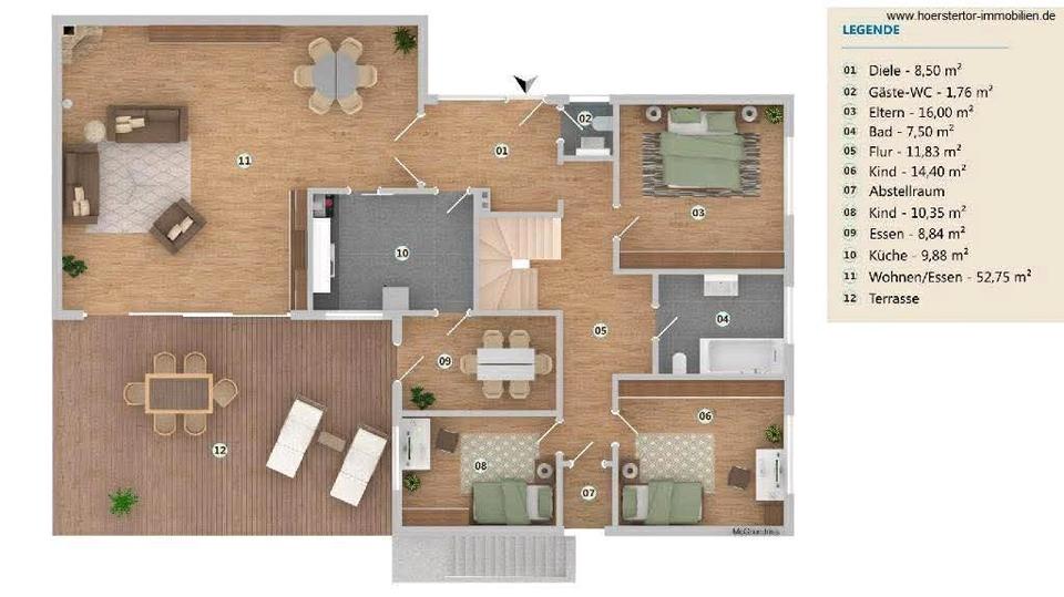 Erdgeschoßwohnung Laer - 7 Zimmer, 268 m&sup2;, 420.000&euro; | Angebot:25180178