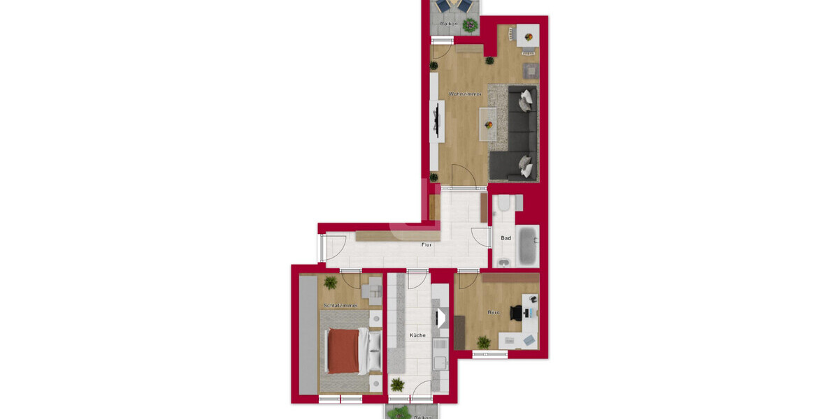 WINDISCH - Gut geschnittene 3-Zimmer-Wohnung mit zwei Balkonen in Puchheim - Etagenwohnung Puchheim | Angebot:25539376