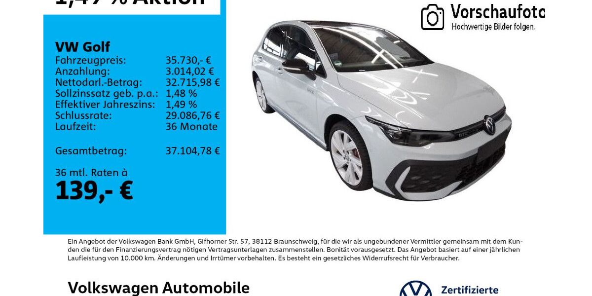 VW Golf 8.595 km 35.730 &euro; Leipzig 04178