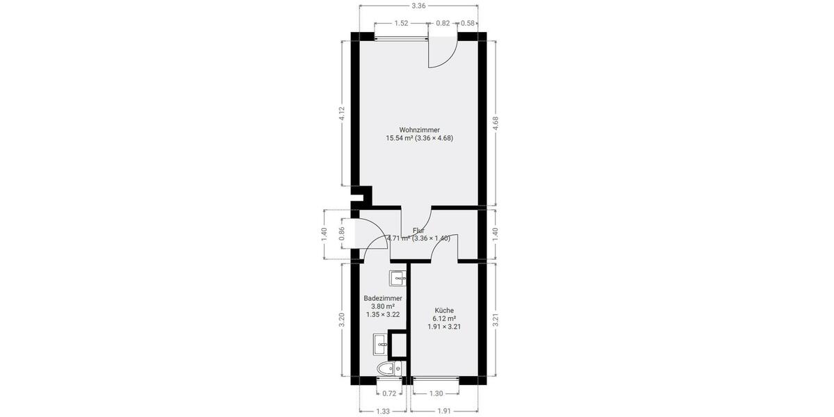 Etagenwohnung Harztor - 1 Zimmer, 30 m&sup2;, 190&euro; | Angebot:26382383