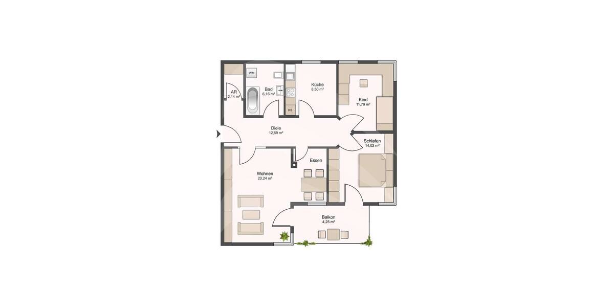 Etagenwohnung Passau Hacklberg - 3 Zimmer, 85 m&sup2;, 329.000&euro; | Angebot:26879164